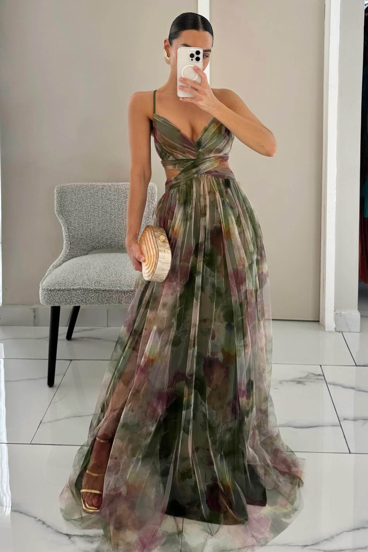 Isolde Painted Floral Gown